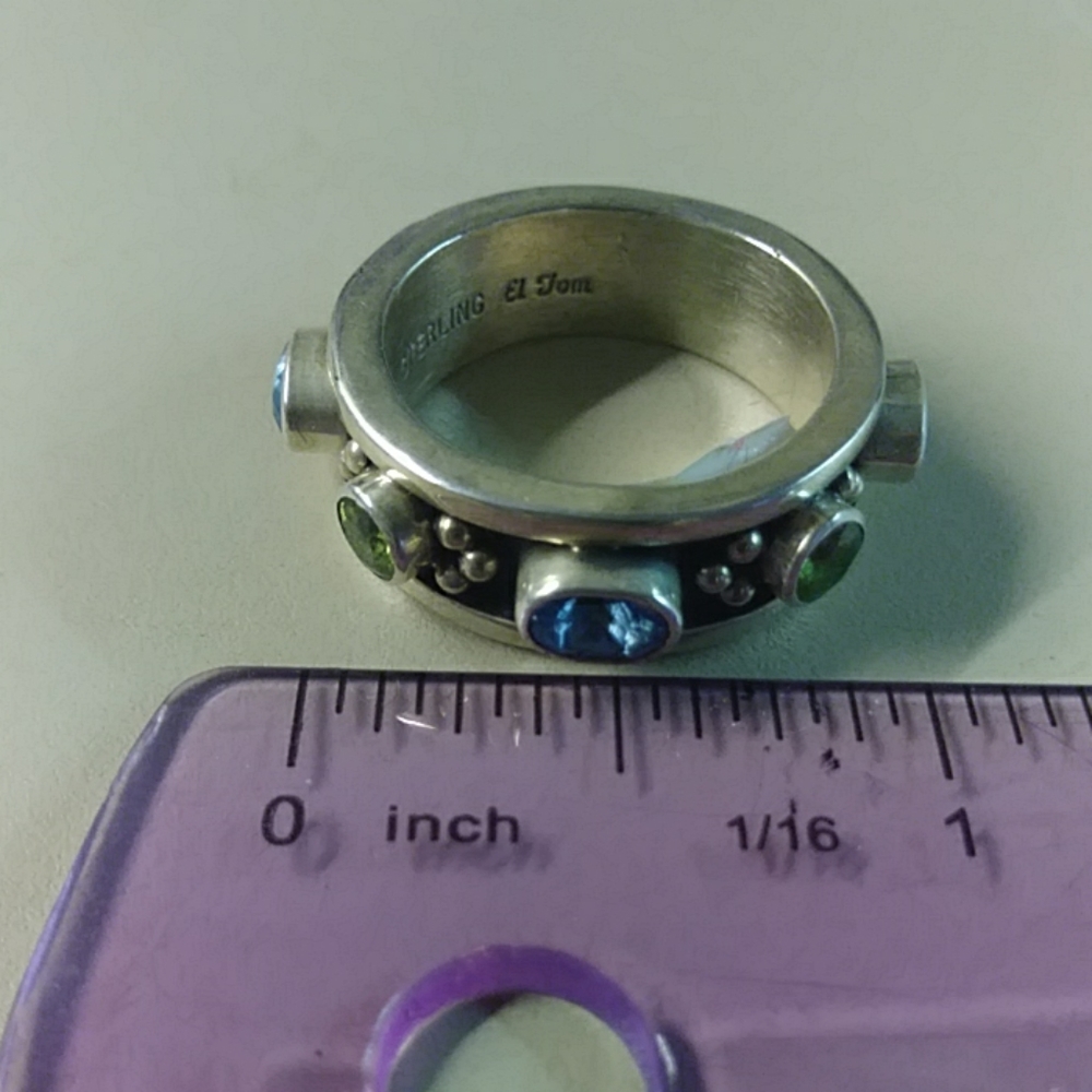 Signed Native American Gemstone Ring - image 2